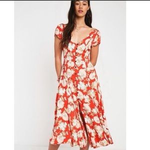 Urban Outfitters Button-Front Floral Midi Dress